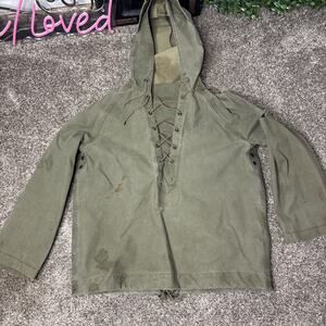 VINTAGE WWII USN Foul Weather NAVY Parka DECK Rain JACKET Size SMALL